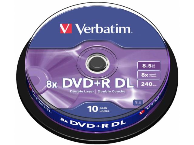 DVD+R Verbatim 8X, 8.5GB, 10buc, Spindle