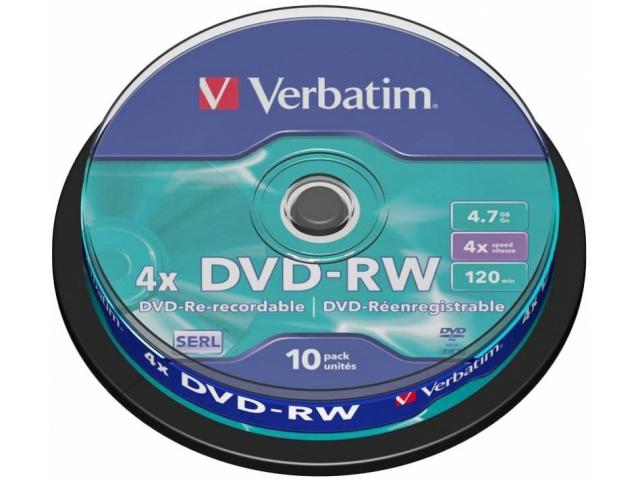 DVD-RW Verbatim 4X, 4.7GB, 10buc, Spindle