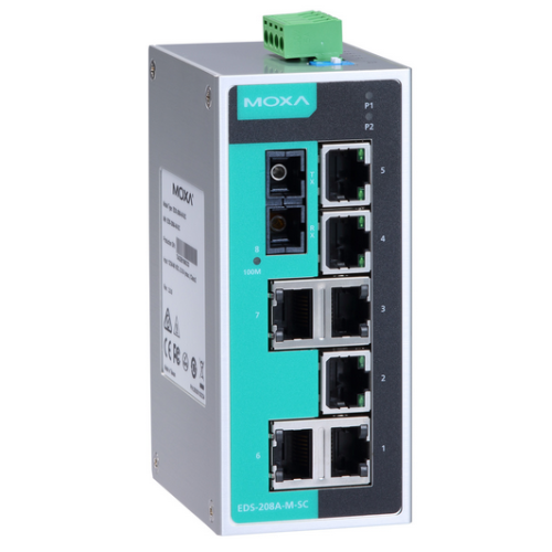 Switch Moxa EDS-208A-M-SC-T, 8 porturi