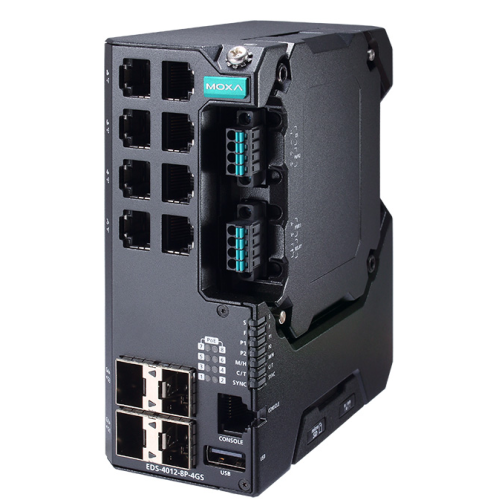 Switch Moxa EDS-4012-8P-4GS-LVB-T, 8 porturi, PoE