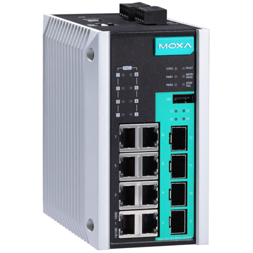 Switch Moxa EDS-G512E-8POE-4GSFP-T, 8 porturi, PoE