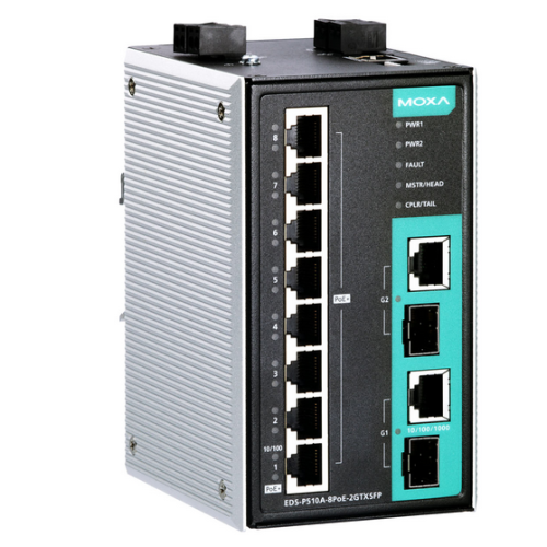 Switch Moxa EDS-P510A-8POE-2GTXSFP-T, 8 porturi, PoE+