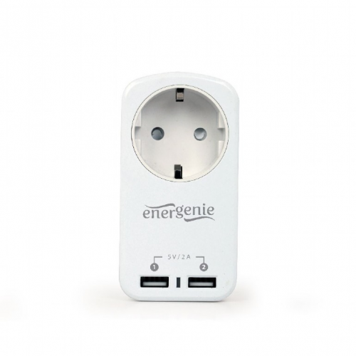 Priza Gembird EG-ACU2-01-W, 2x USB, 1x Schuko, White