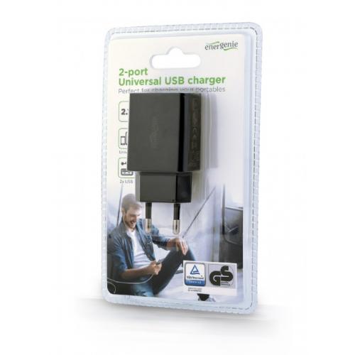 Incarcator retea Gembrid EG-U2C2A-03-BK, 10W, USB Tip A, Black