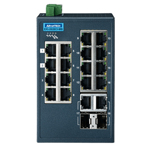 Switch Advantech EKI-5626CI-MB-BE, 16 porturi