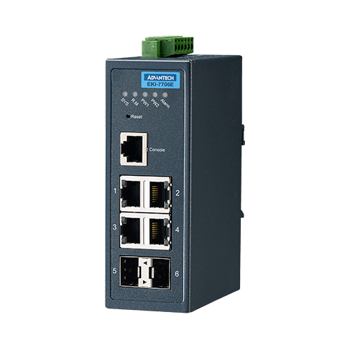 Switch Advantech EKI-7706E-2F-AE, 4 porturi