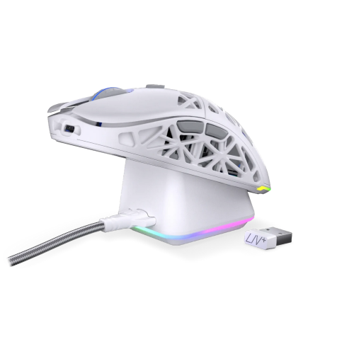 Mouse Optic Endorfy LIV Plus Wireless, ARGB LED, USB/USB Wireless/Bluetooth, Onyx White