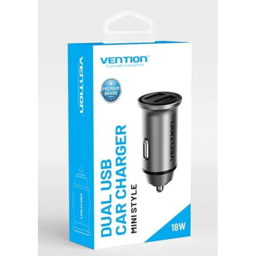 Incarcator Auto Vention FFAH0, 2 x USB-A, 18W, Gray