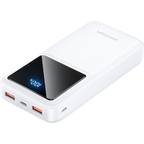 Baterie portabila Vention FHLW0, 20000 mAh, 2 x USB, 1 x USB-C, White