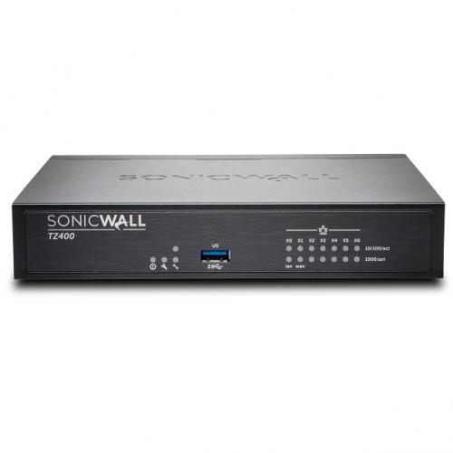 Firewall SonicWall TZ400, porturi: 5x1-GbE, 1xLAN, 1xWAN, throughput: 300 Mbps DPI, 100 Mbps DPI SSL, 1 port consola, 2 porturi USB, secure power, pana la 60 utilizatori