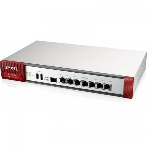 Zyxel ZyWALL ATP500 Next Generation Firewall, 7 (Configurable), 1 x SF, 2,600Mbps, Console port DB9, Rack-mountable, VPN IKEv2, IPSec, SSL, L2TP/IPSec, Power input 12V DC, 4.17A.