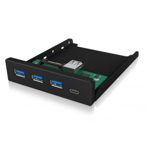 Front Panel Raidsonic IcyBox, 4x USB 3.0, 1x USB-C, Black