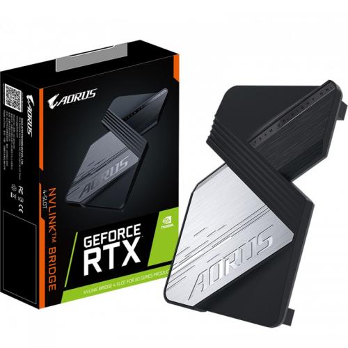 Gigabyte AORUS GeForce RTX NVLINK™ BRIDGE FOR 30 SERIES  Supports 2 way SLI on NVIDIA GeForce RTX™ 30 series graphics card 4 PCI-E slot https://www.gigabyte.com/Graphics-Card/GC-ANVLINK#kf