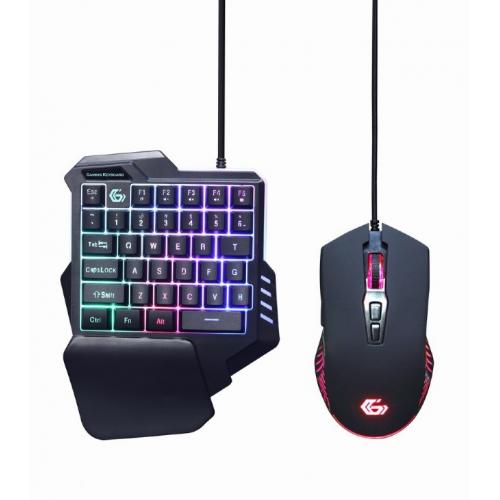 Kit Gembird IVAR TWIN - Tastatura, RGB LED, USB, Black + Mouse Optic, USB, Black