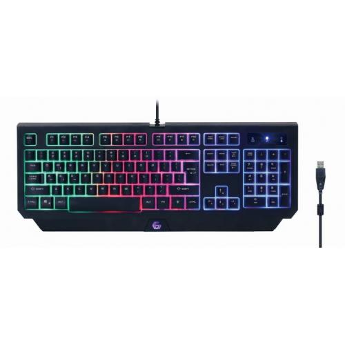 Kit Gembird 4-in-1 Phantom - Tastatura, USB, RGB LED, Black + Mouse Optic, USB, Black + Casti cu microfon, USB, Black + Mouse Pad, Black