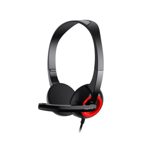 Casti cu microfon Havit H202d, 3.5 mm jack, Black-Red