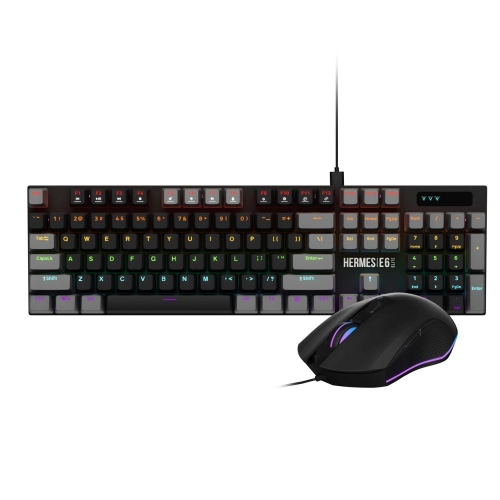 Kit Gamdias - Tastatura Hermes E6 Elite, Rainbow LED, USB, Black-Grey + Mouse Optic, Rainbow LED, USB, Black