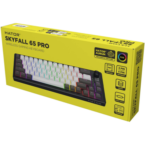 Tastatura Hator Skyfall 80 Pro, RGB LED, USB/USB Wireless/Bluetooth, Black-Grey