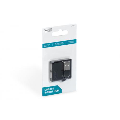 HUB USB Digitus DA-70217, 4x USB 2.0, Black