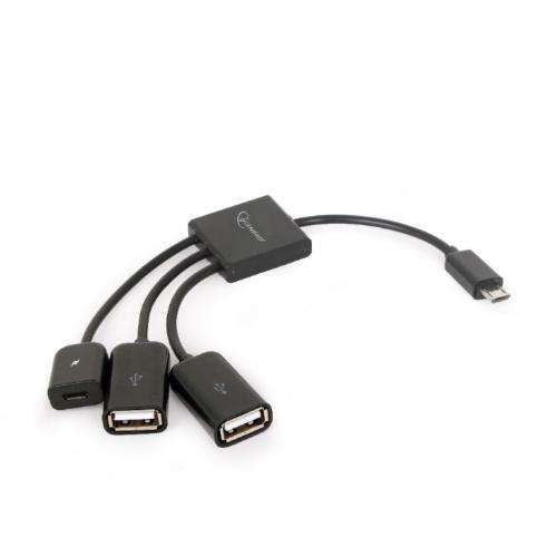 Hub USB Gembird UHB-OTG-02, 2x USB 2.0 + 1x micro USB, Black