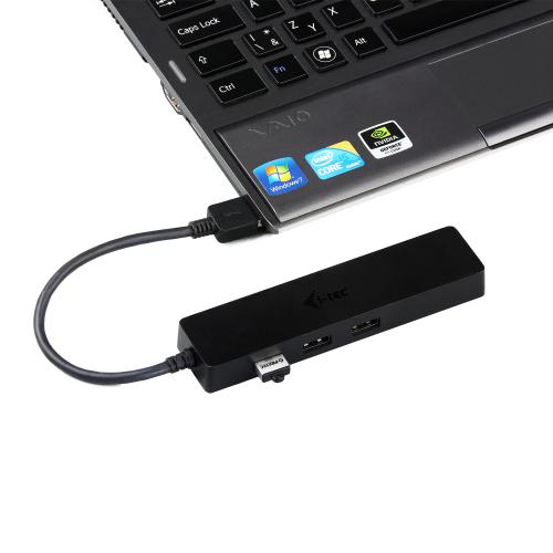 Hub USB i-tec U3GL3SLIM, 3x USB 3.2 gen 1 + 1x RJ-45, Black