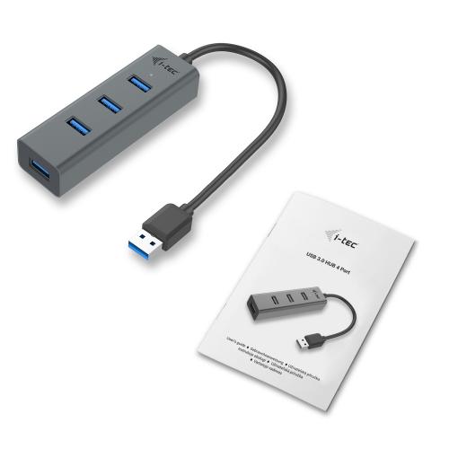 Hub USB i-tec U3HUBMETAL403, 4x USB 3.2 gen 1, Space Grey