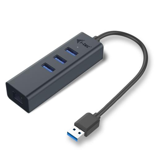 Hub USB i-tec U3METALG3HUB, 3x USB 3.2 gen 1 + 1x RJ-45, Space Grey