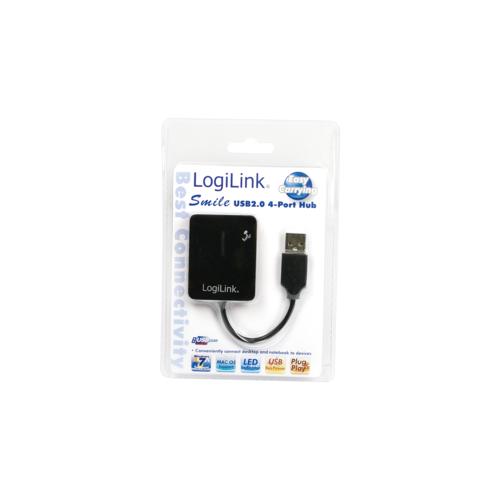 Hub USB LogiLink Smile, 4x USB 2.0, Black