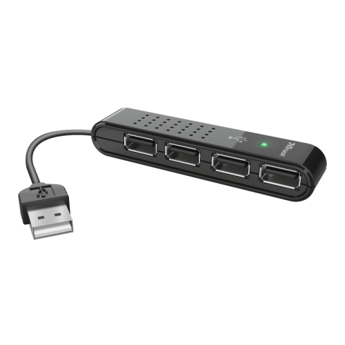 Hub USB Trust Vecco Mini, 4x USB 2.0, Black