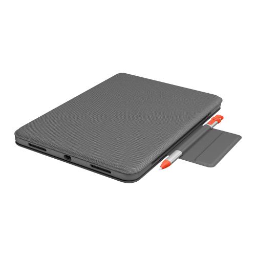 Husa/Stand Logitech Slim Folio Touch cu tastatura pentru tableta de 10.9inch, Layout UK, Oxford Gray