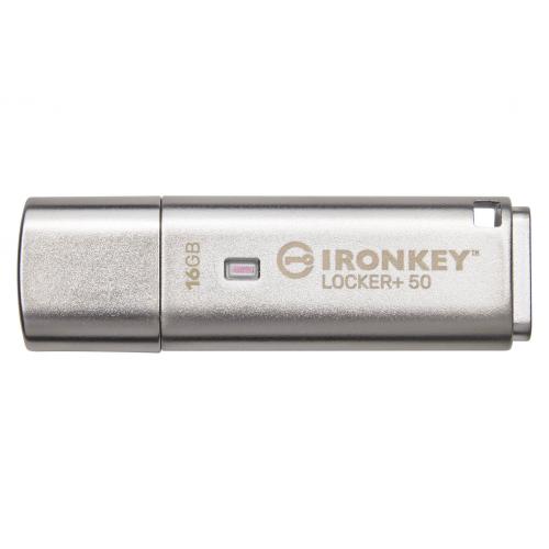 Stick Memorie Kingston IronKey Locker+50 16GB, USB 3.2 Gen 1, Silver