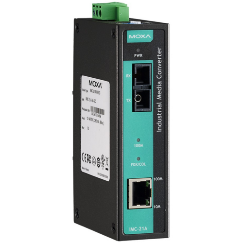 Convertor Media Moxa IMC-21A-M-SC-T 100 Mbps, 1300 nm, Multi-mode, 5 km, RJ45 - SC