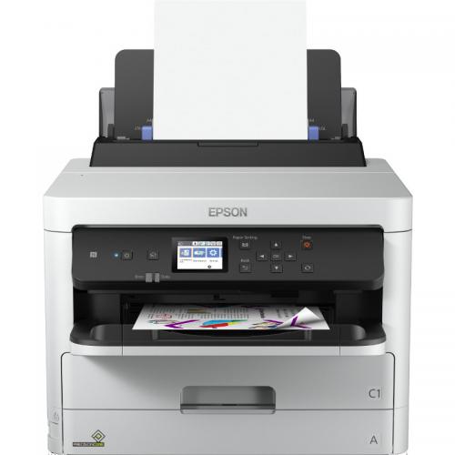 Imprimanta inkjet color Epson WF-C5210DW, dimensiune A4, duplex, viteza max 24ppm alb-negru si color, rezolutie max 4800x1200dpi, alimentare hartie 300 coli, volum de printare max 45000 pagini/luna, display color 6cm, interfata: Wireless LAN IEEE 802.11b/