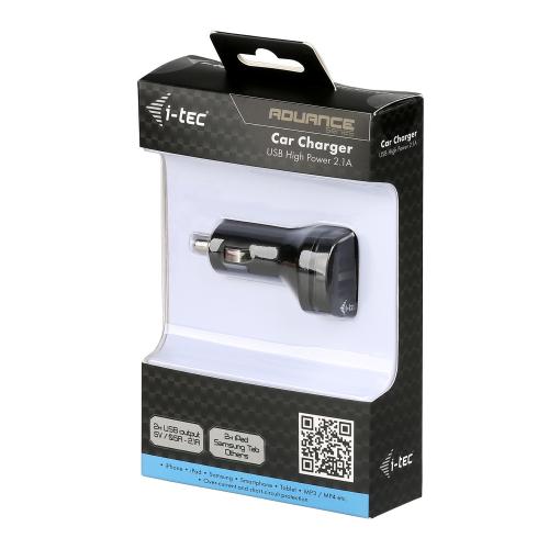 Incarcator auto I-tec, 2x USB, 2.4A, Black