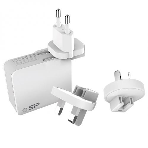 Incarcator retea Silicon Power WC102P, 2x USB, 12W UK/EU/AU adapters, White