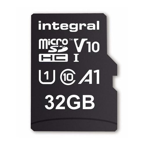 Memory Card microSDHC Integral 32GB, Class 10, UHS-I U1, V10, A1 + Adaptor SD