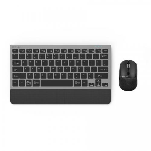 Kit Wireless Delux K3300D+M520DB-BK-GR - Tastatura, Layout US, USB Wireless/Bluetooth, Black-Grey + Mouse Optic, USB Wireless/Bluetooth, Black-Grey