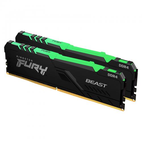 Kit memorie Kingston FURY Beast RGB 32GB, DDR4-2666MHz, CL16, Dual Channel