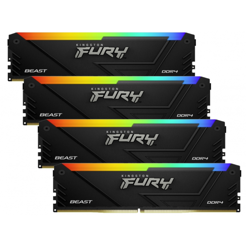 Kit Memorie Kingston Fury Beast RGB Intel XMP 2.0, 64GB, DDR4-3200, CL16, Quad Channel