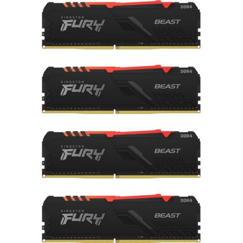 Kit memorie Kingston FURY Beast RGB 64GB, DDR4-3200MHz, CL16