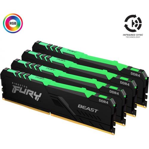 Kit memorie Kingston FURY Beast RGB 64GB, DDR4-3200MHz, CL16