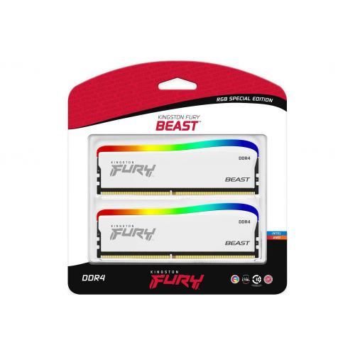 Kit Memorie Kingston Fury Beast RGB Special Edition White 32GB, DDR4-3200MHz, CL16, Dual Channel