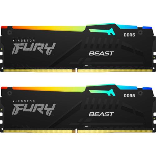 Memorie RAM Kingston, DIMM, DDR5, 64GB, 5600MHz, CL40, 1.25V, Kit of 2, Fury Beast RGB