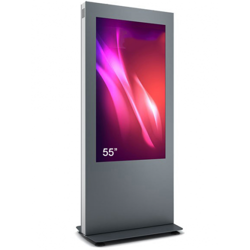 Totem Display Public Kiosk B01V55N-SAB, 55nch, Black-Silver