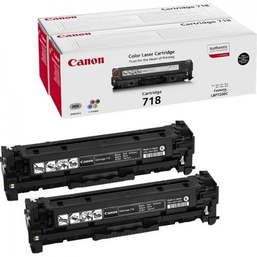 Toner Canon CRG718BK, black twin pack, capacitate 2x3400 pagini, pentru LBP-7200Cdn