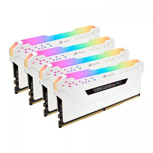 Kit Memorie Corsair Vengeance RGB PRO White 32GB, DDR4-3200MHz, CL16, Quad Channel