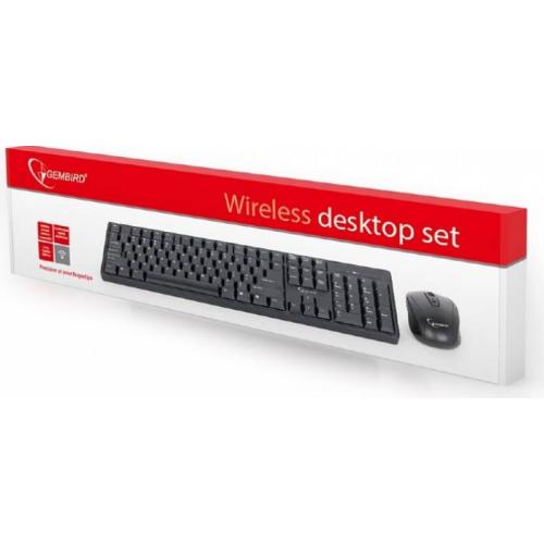 Kit Wireless Gembird KBS-W-01 - Tastatura, USB, Black + Mouse Optic, USB, Black