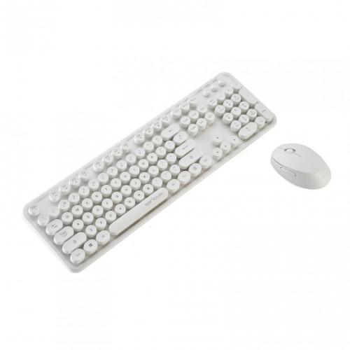 Kit Wireless Serioux Retro Light 9910WH - Tastatura, USB, White + Mouse Optic, USB, White