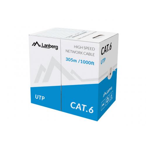 Cablu de retea Lanberg LCU6-10CC-0305-S Cat6, U/UTP, 305m, Grey