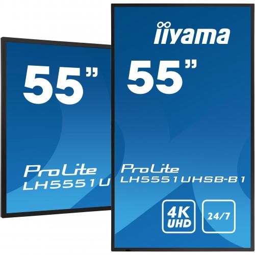 Business TV Iiyama Seria ProLite LH5551UHSB-B1, 55inch, 3840x2160pixeli, Black